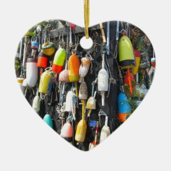 Colorful Lobster Buoys Ceramic Ornament by VacationPhotography at Zazzle