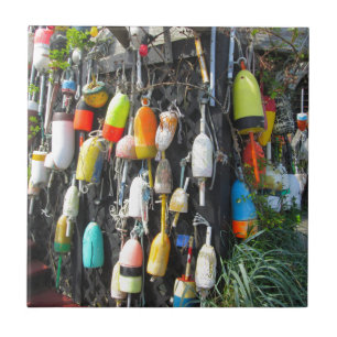 Colorful Lobster Buoys Ceramic Tile
