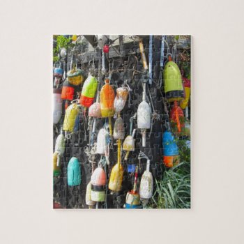 Colorful Lobster Buoys Jigsaw Puzzle by VacationPhotography at Zazzle