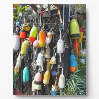 Colorful Lobster Buoys Plaque by VacationPhotography at Zazzle