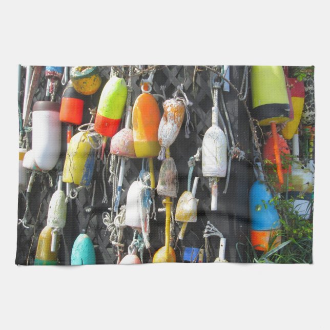 Colorful Lobster Buoys Towel (Horizontal)