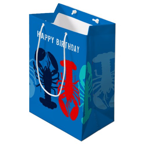 Colorful Lobsters Happy Birthday Gift Bag