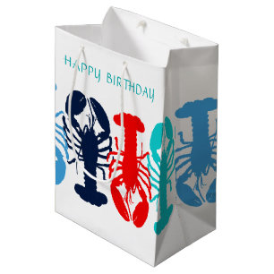Colorful Lobsters Happy Birthday Gift Bag