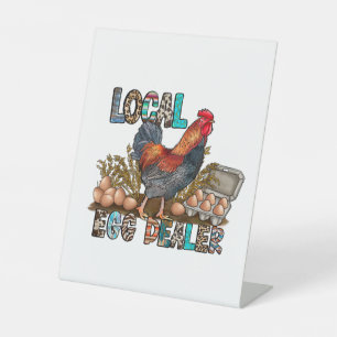 Colorful Local Chicken Eggs Dealer Pedestal Sign