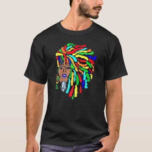 Colorful Locs Side Afro Dreadlocks Natural Hair 2 T_Shirt