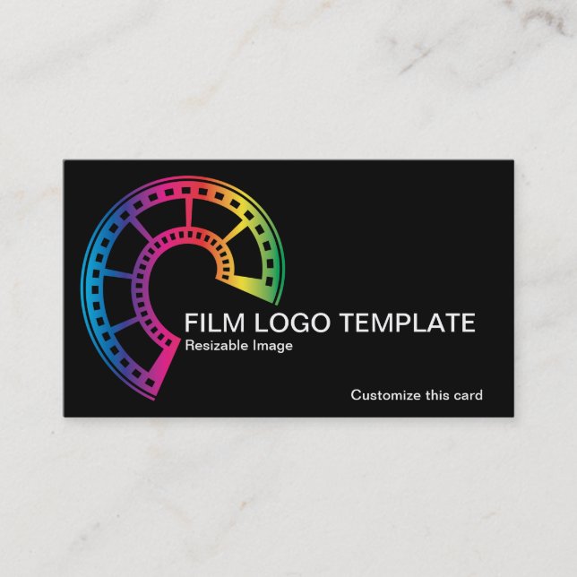 Colorful Logo Simple Media Film Strip  Business Card (Front)