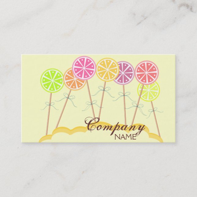 Colorful Lollipop Candy Shop Bakery Business Card (Front)