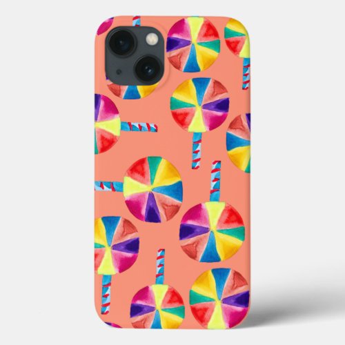 Colorful lollipops pattern iPhone 13 case