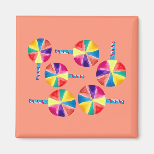 Colorful lollipops pattern magnet (Front)