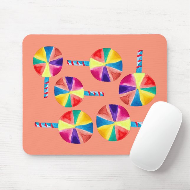 Colorful lollipops pattern mouse pad (With Mouse)
