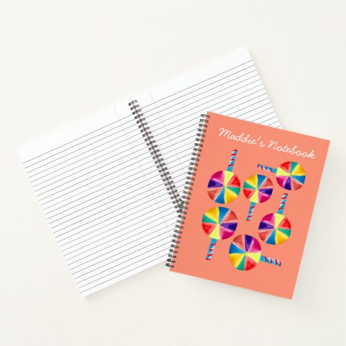 Colorful lollipops pattern notebook