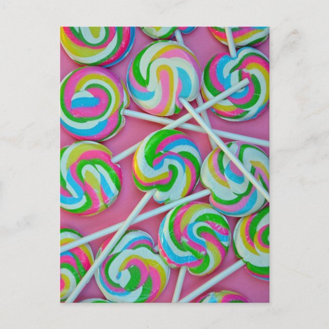 Colorful lollipops pattern postcard (Front)