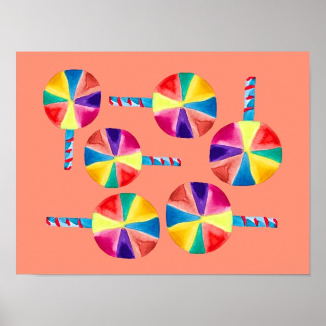 Colorful lollipops pattern postcard poster (Front)
