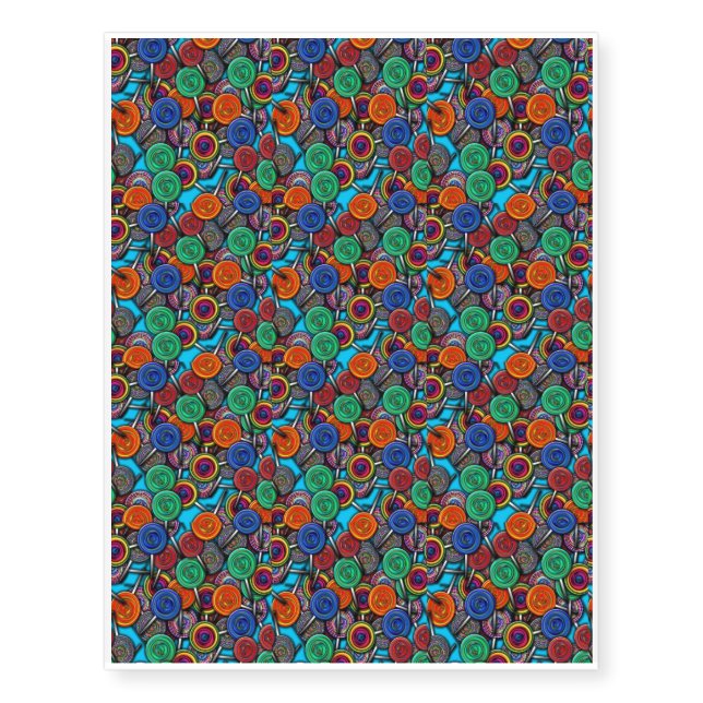 Colorful Lollipops Pattern Temporary Tattoos (Front)