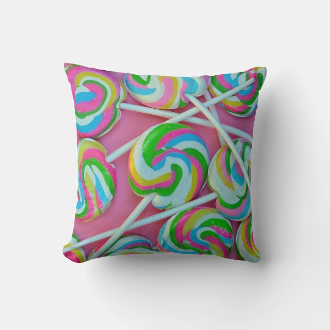 Colorful lollipops pattern throw pillow (Front)