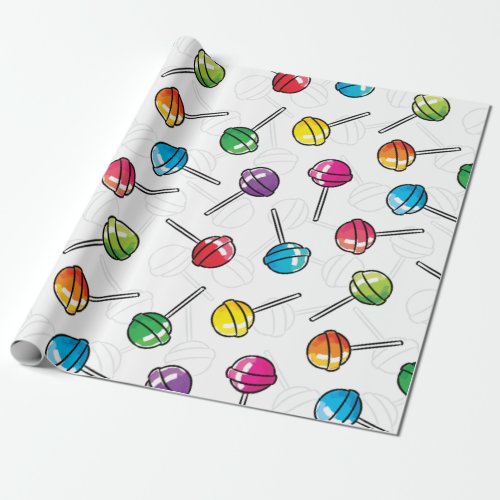 Colorful lollipops pattern wrapping paper