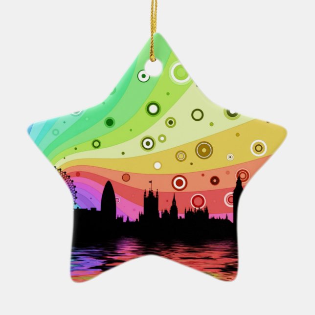 Colorful London Ceramic Ornament (Front)