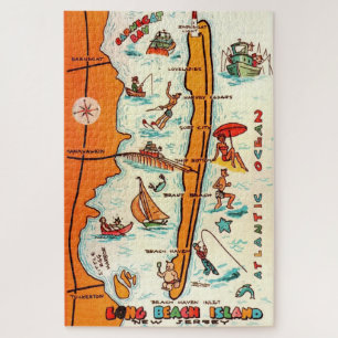 Colorful Long Beach Island 20x30 Map  Jigsaw Puzzle