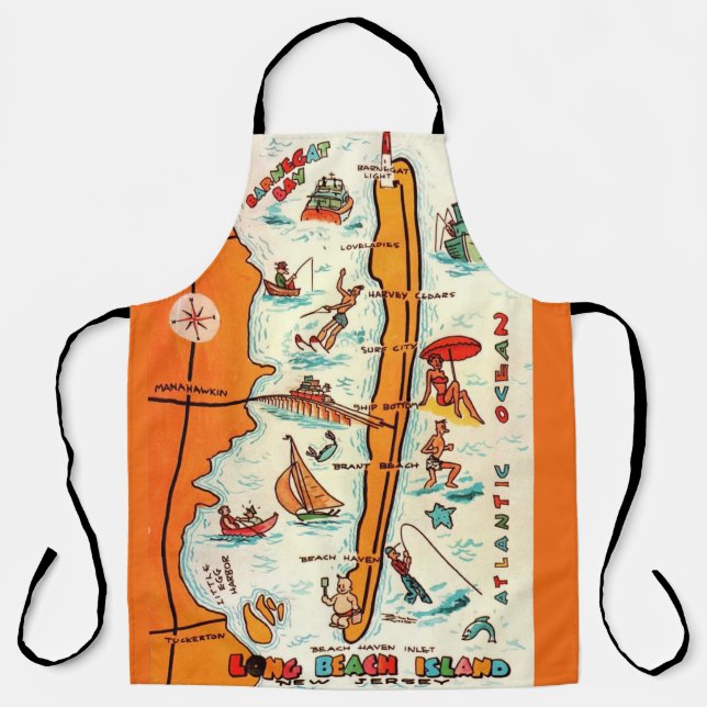Colorful Long Beach Island Map  Apron (Front)