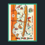 Colorful Long Beach Island Map  Postcard<br><div class="desc">Colorful,  fun retro postcard map of Long Beach Island,  New Jersey repurposed on a new postcard!</div>