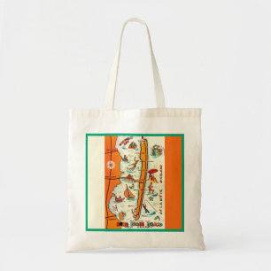 Colorful Long Beach Island Map  Tote Bag