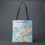 Colorful Long Island NY  Tote Bag<br><div class="desc">It's a terrific vintage illustrated postcard map of Long Island,  New York repurposed on a shoulder tote bag.</div>