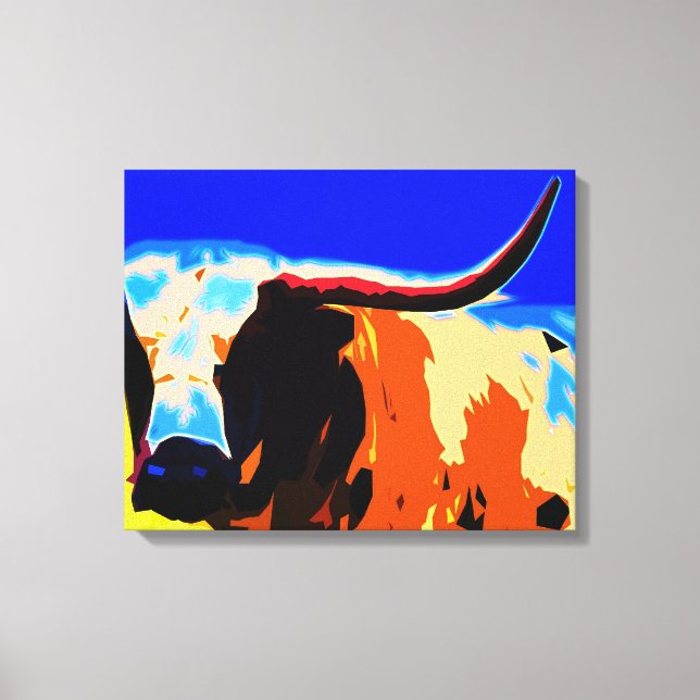 Colorful Longhorn Canvas Print (Front)