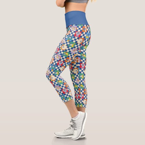 Colorful LOONEY TUNES Checker Toss Pattern Capri Leggings