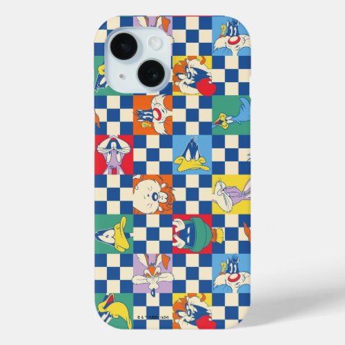 Colorful LOONEY TUNES Checker Toss Pattern iPhone 15 Case