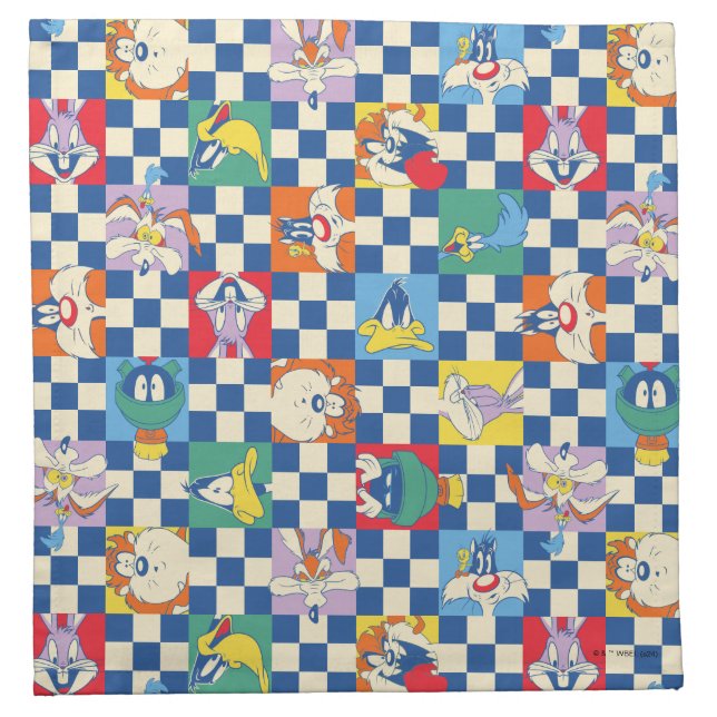 Colorful LOONEY TUNES™ Checker Toss Pattern Cloth Napkin (Front)