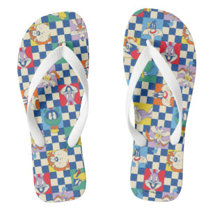 Colorful LOONEY TUNES™ Checker Toss Pattern Flip Flops