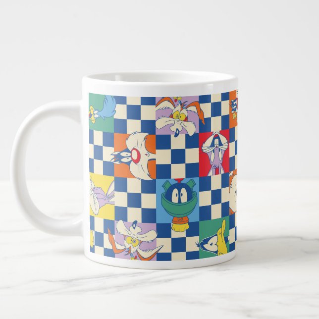 Colorful LOONEY TUNES™ Checker Toss Pattern Giant Coffee Mug (Left)
