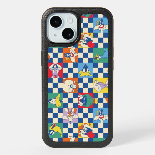 Colorful LOONEY TUNES™ Checker Toss Pattern iPhone 15 Case (Back)