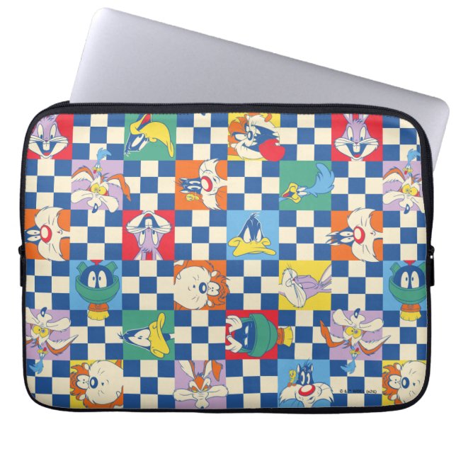 Colorful LOONEY TUNES™ Checker Toss Pattern Laptop Sleeve (Front)