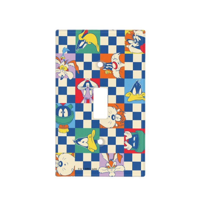 Colorful LOONEY TUNES™ Checker Toss Pattern Light Switch Cover (Front)