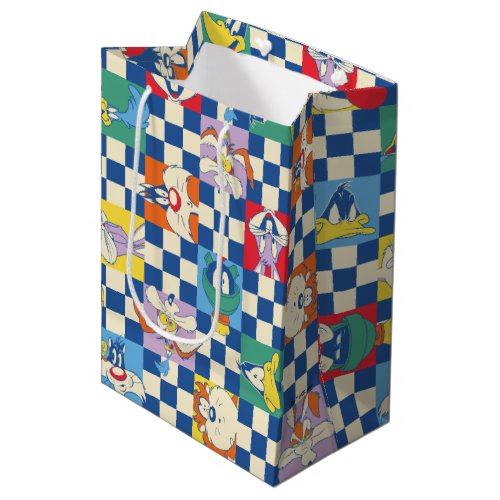 Colorful LOONEY TUNES Checker Toss Pattern Medium Gift Bag