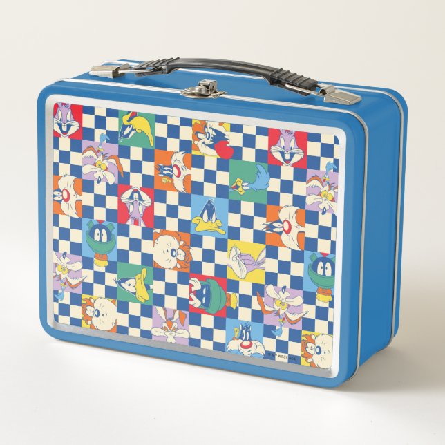 Colorful LOONEY TUNES™ Checker Toss Pattern Metal Lunch Box (Front)