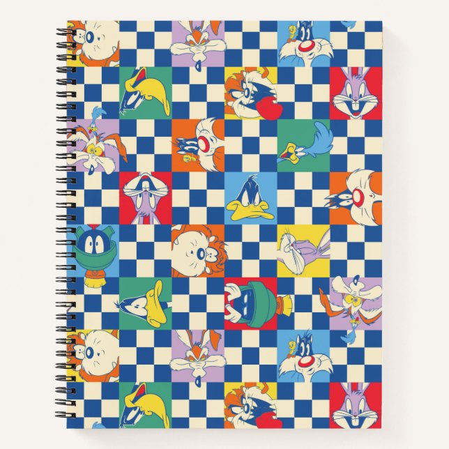Colorful LOONEY TUNES™ Checker Toss Pattern Notebook (Front)