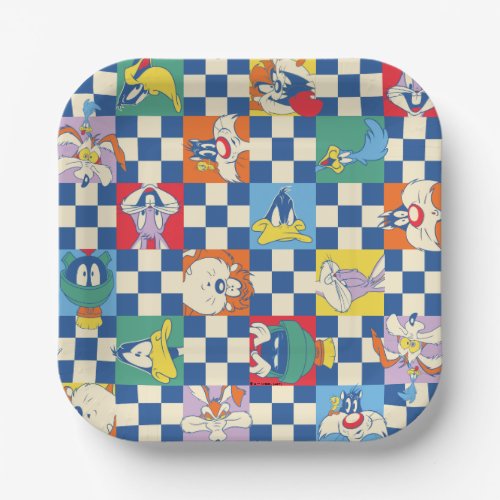 Colorful LOONEY TUNES Checker Toss Pattern Paper Plates