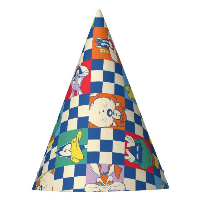 Colorful LOONEY TUNES™ Checker Toss Pattern Party Hat (Front)