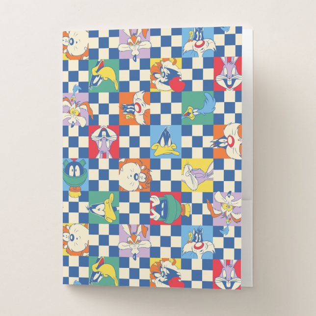 Colorful LOONEY TUNES™ Checker Toss Pattern Pocket Folder (Front)