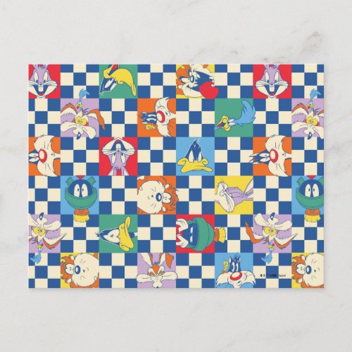 Colorful LOONEY TUNES Checker Toss Pattern Postcard