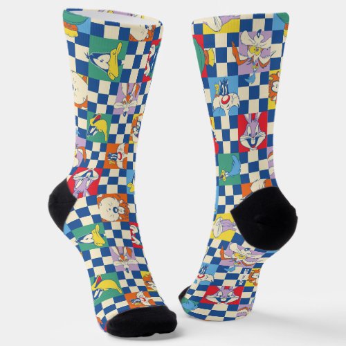 Colorful LOONEY TUNES Checker Toss Pattern Socks