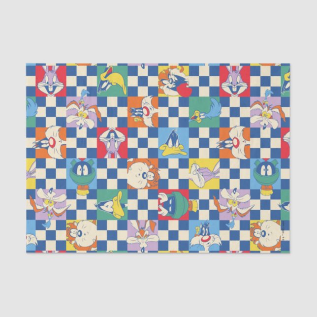 Colorful LOONEY TUNES™ Checker Toss Pattern Tissue Paper (Front)