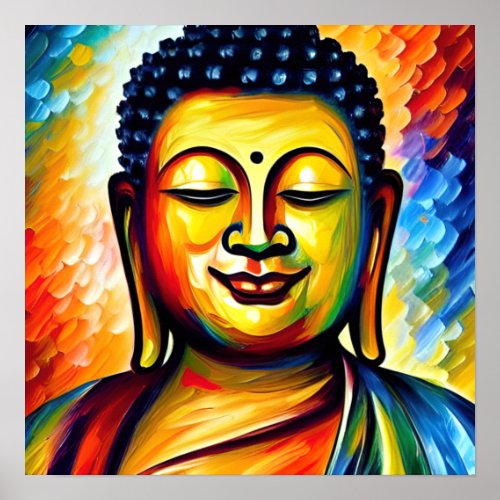 Colorful Lord Buddha Poster