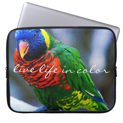 Colorful Lorikeet Bird Photo Live Life in Color Laptop Sleeve