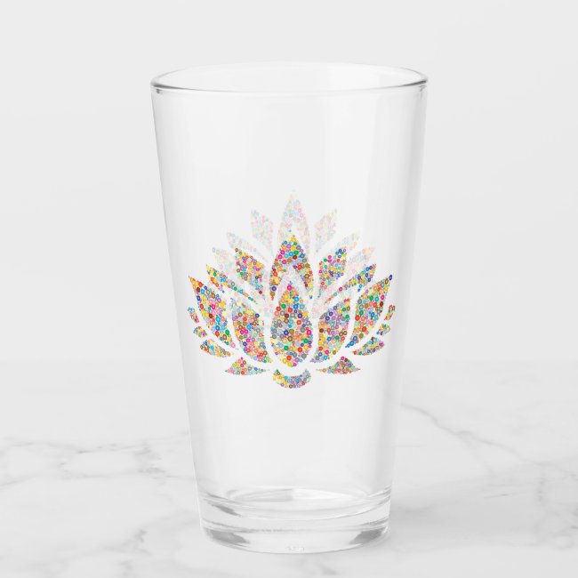 Colorful Lotus Flower Design Drinking Glass
