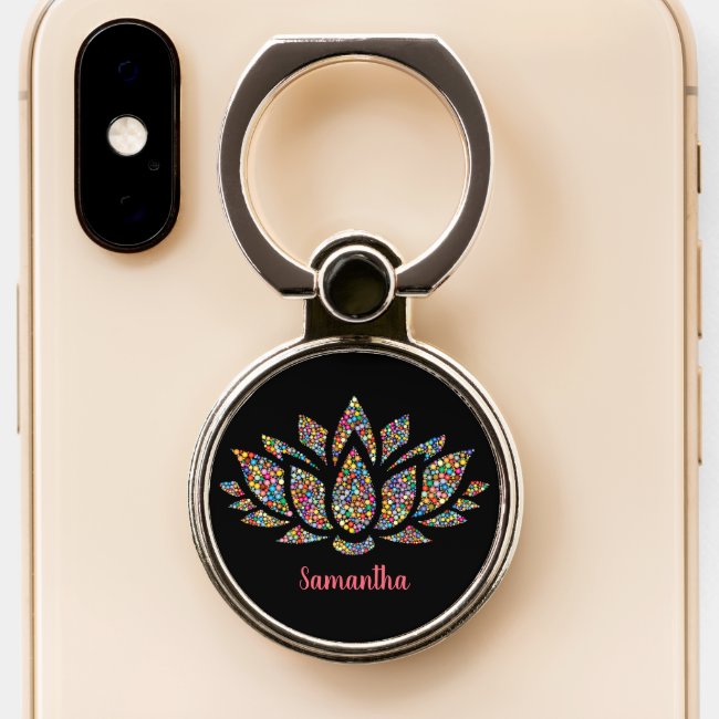Colorful Lotus Flower Design Phone Ring Holder