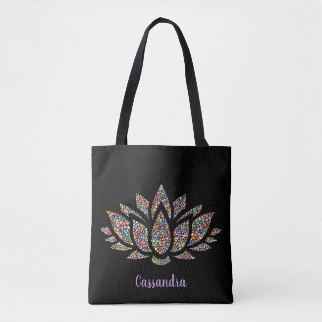 Colorful Lotus Flower Design Tote Bag