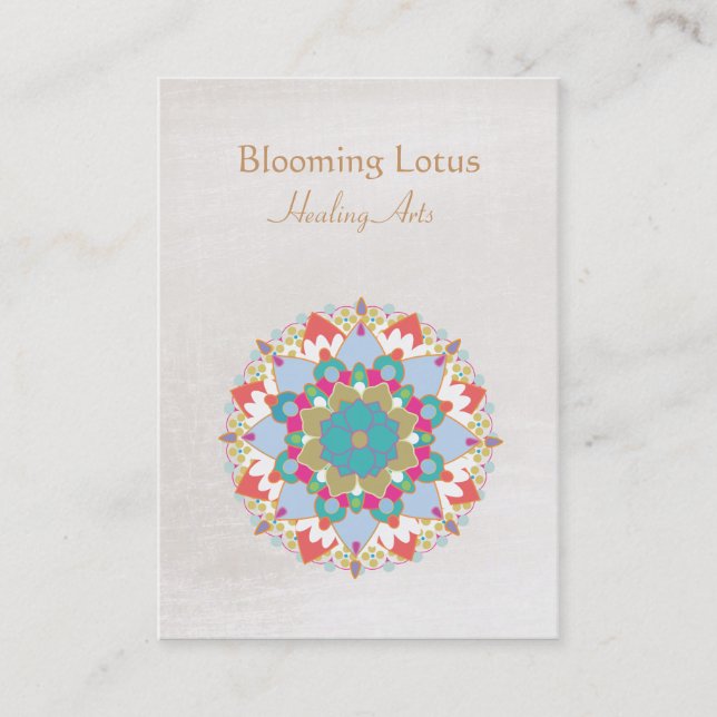 Colorful Lotus Flower  Mandala Healing Arts Business Card (Front)